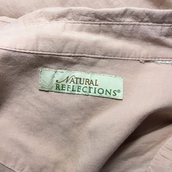 Peachy pink western embroidered shirt fabric covered buttons buttons down size L - Picture 7 of 9